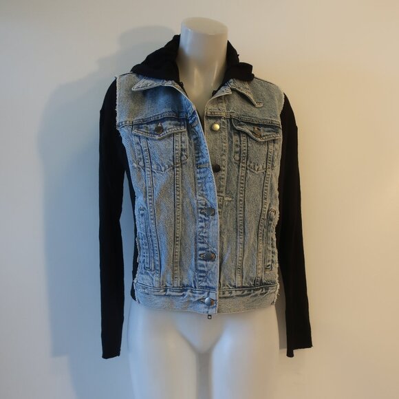 Womens Bailey 44 Blue Denim Jacket W/Black Hoodie Underlay S - Picture 1 of 7